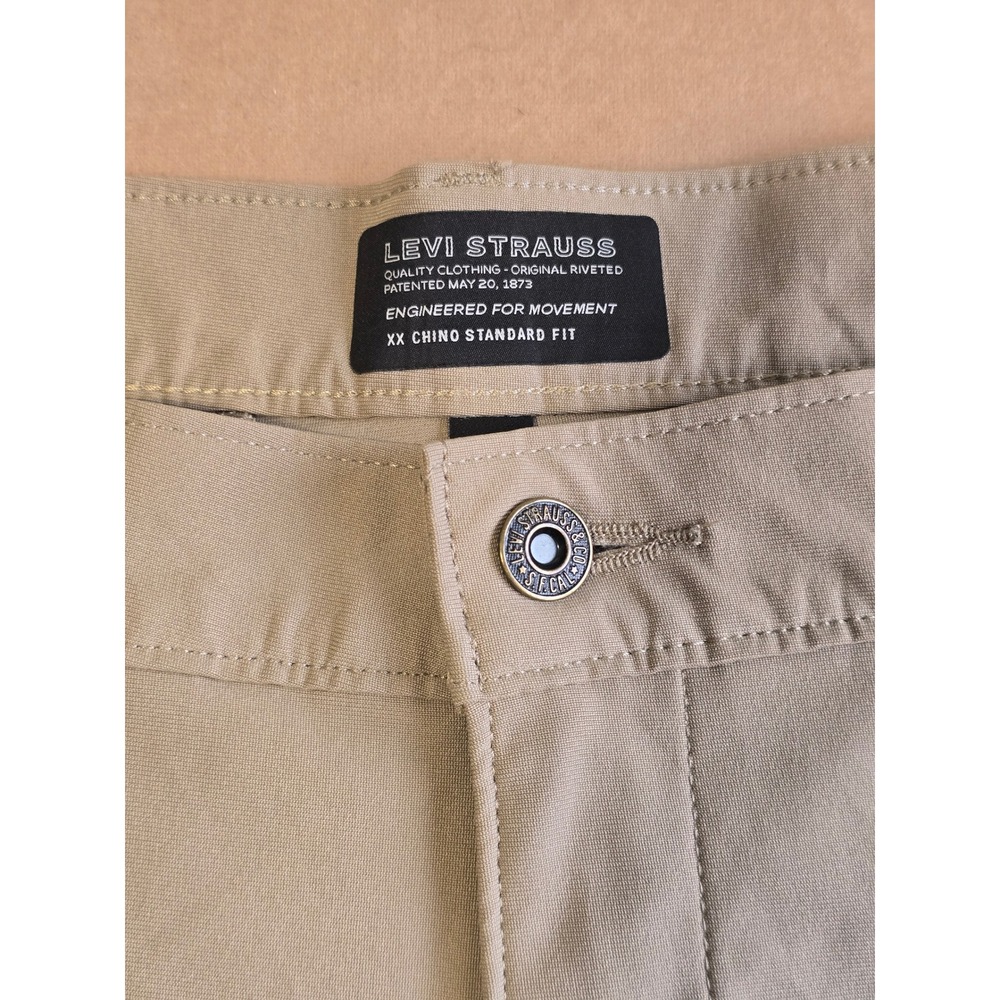 😀Levi Strauss XX Chino Standard Fit Shorts Mens 38 Tan Khaki Flat Front Stretch - Picture 7 of 16